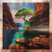 色鮮やか色の木が崖の上に ウィンドウサイン (シート2)