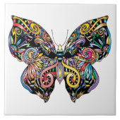 色鮮やか蝶スケッチ タイル (正面)
