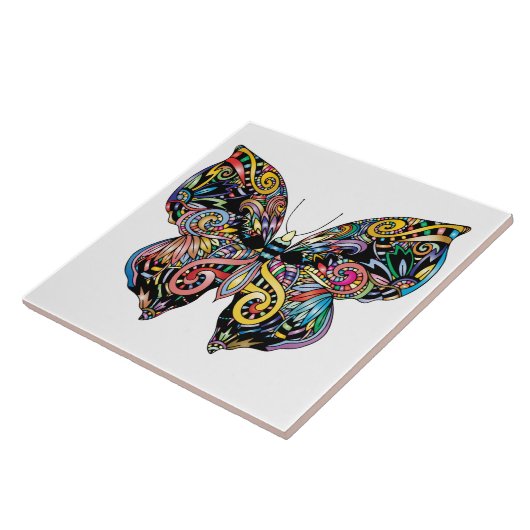 色鮮やか蝶スケッチ タイル (側面)