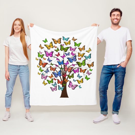 色鮮やか蝶 フリースブランケット (インサイチュ)