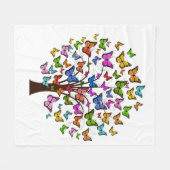 色鮮やか蝶 フリースブランケット (正面(横))