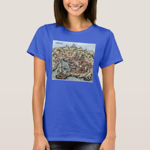 色1493年のジェノアの港 Tシャツ