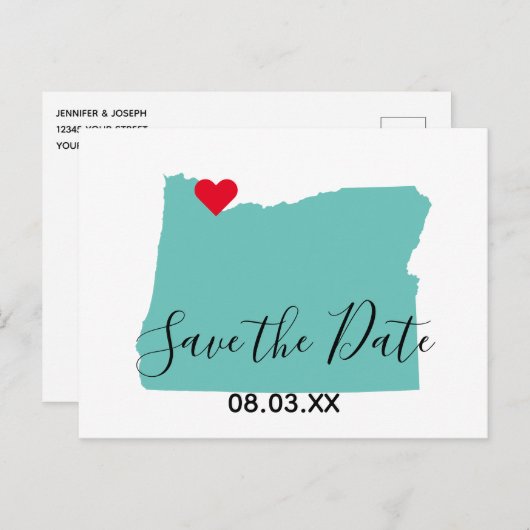 [色] [オレゴン] [マップシェイプ] [日付を保存] 案内ポストカード (正面/裏面)