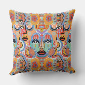 色、パターン、重なり合う顔 クッション (裏面)