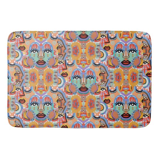 色、パターン、重なり合う顔 バスマット (正面)