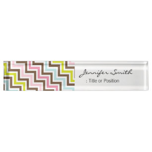 色(斜めジグザグ山形) デスクネームプレート