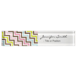 色（斜めジグザグ山形） デスクネームプレート