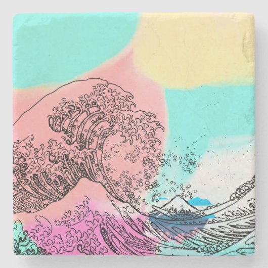 色_波_The Great Wave…color トートバッグ ストーンコースター (正面)