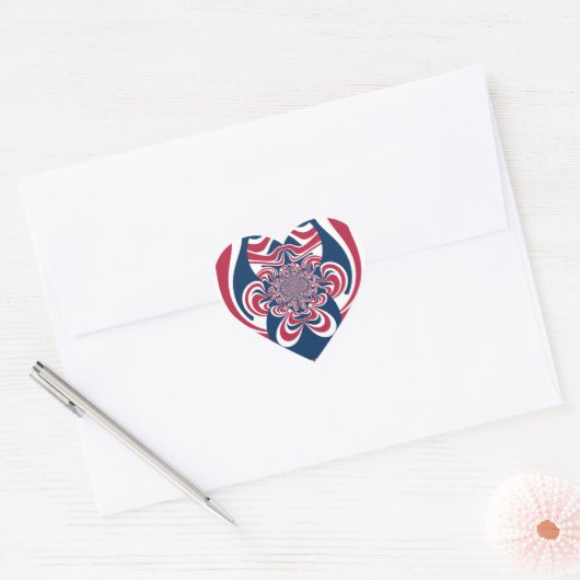 色:統一されたグローバカラフルルパターン ハートシール (封筒)