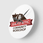 色SACWのロゴ、柱時計 ラウンド壁時計 (傾斜)