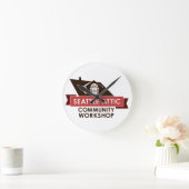 色SACWのロゴ、柱時計 ラウンド壁時計 (ホーム)