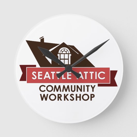 色SACWのロゴ、柱時計 ラウンド壁時計 (正面)