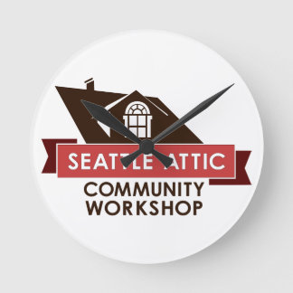 色SACWのロゴ、柱時計 ラウンド壁時計