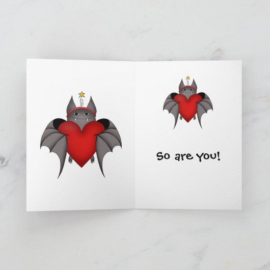 艶かしくおもしろいなゴシック様式クリスマスのこうもりのクリスマスは愛です シーズンカード (内部)