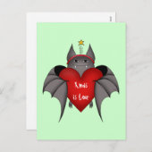 艶かしくおもしろいなゴシック様式クリスマスのこうもりのクリスマスは愛です シーズンポストカード (正面/裏面)