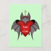 艶かしくおもしろいなゴシック様式クリスマスのこうもりのクリスマスは愛です シーズンポストカード (正面)