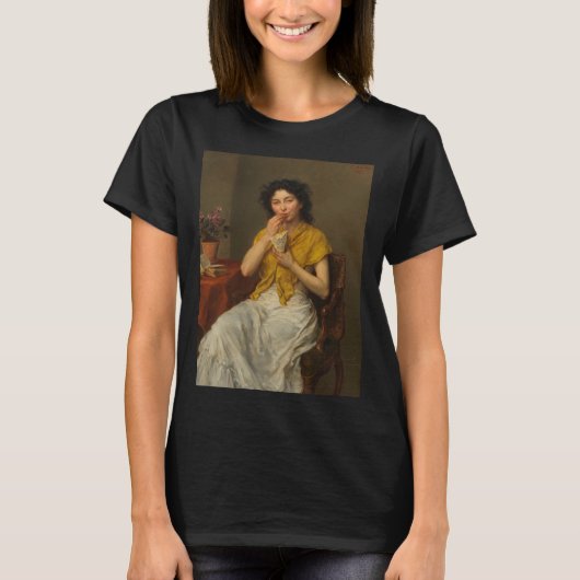 艶やかな甘党の女性 (ルードヴィヒ・クナウス作) Tシャツ (正面)