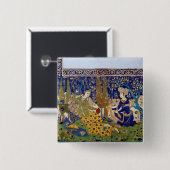 艶をかけられた土器のタイルワークのパネル、イスファハン 缶バッジ (正面&裏面)