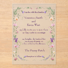 艶消しワイルドフラワーアクリル結婚式招待状 アクリル招待状