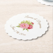 芍薬とアジサイの花の紙コースター ペーパーコースター (アングル)