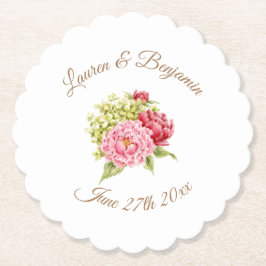 芍薬とアジサイの花の紙コースター ペーパーコースター