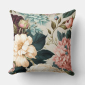 芍薬とガーデニアのシームレスな花柄パターン クッション (正面)