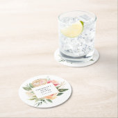 芍薬とゴールドの花 ブライダルシャワーのコースター ラウンドペーパーコースター (インサイチュ)