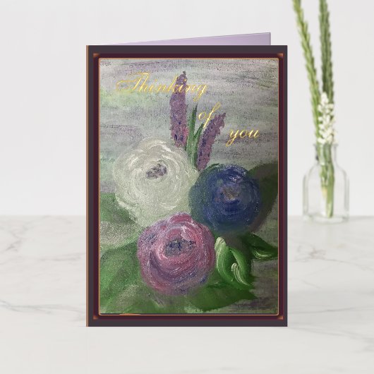 芍薬とタチアオイの箔入りグリーティングカード 箔グリーティングカード (花)