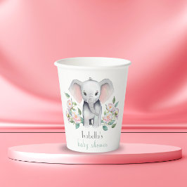 芍薬とユーカリの赤ちゃん象 紙コップ