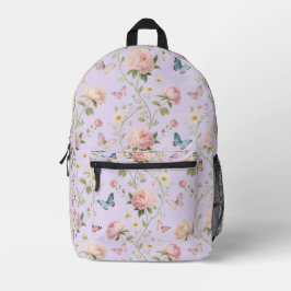 芍薬と蝶のバックパック プリントバックパック
