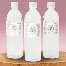 芍薬と風船の赤ちゃん象のサンキュー ペットボトルラベル