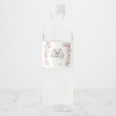 芍薬と風船の赤ちゃん象のサンキュー ペットボトルラベル (正面)