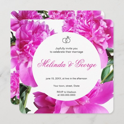 芍薬のご招待。招待状 セーブザデート (正面/裏面)