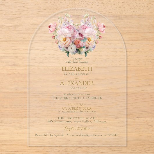 芍薬のささやき ウェディング招待状 アクリル招待状 (正面)