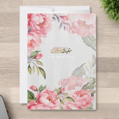 芍薬のイスラム祝賀グリーティングデザイン「Eid Mubarak」 箔シーズンカード