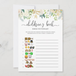 芍薬のゴールド絵文字ピクショナリー ベビーシャワーゲーム 招待状