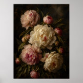 芍薬のビンテージ植物画ウォールアート ポスター (正面)