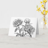 芍薬の墨画 カード (黄色い花)