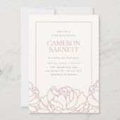 芍薬の庭 ダスティ ローズ ピンク フラワーブライダルシャワー 招待状 (正面)