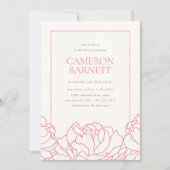 芍薬の庭 ピンクの花 ブライダルシャワー 招待状 (正面)