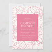 芍薬の庭 ピンクの花 ブライダルシャワー 招待状 (正面)