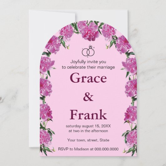 芍薬の招待。招待 招待状 (正面)