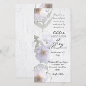 芍薬の花が添えられた結婚式招待状の修正版 サンキューカード (正面/裏面)