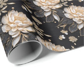 芍薬の花のエレガントで豪華な模様 ラッピングペーパー (ロールコーナー)