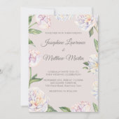 芍薬の花のモーブの結婚式招待状 招待状 (正面)
