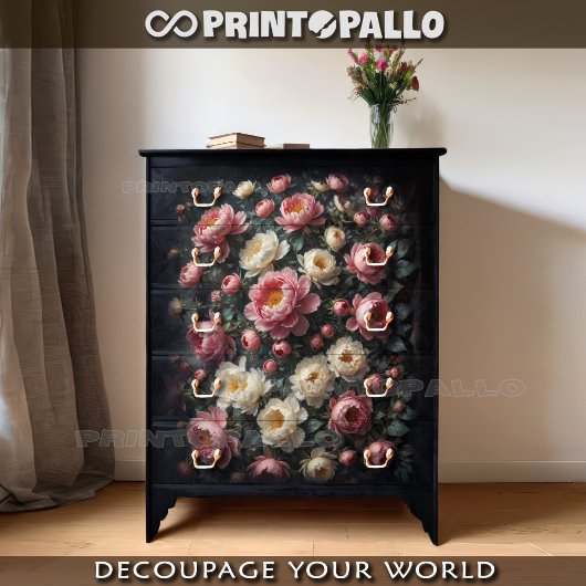 芍薬の花のルネサンス絵画カーペット 薄葉紙