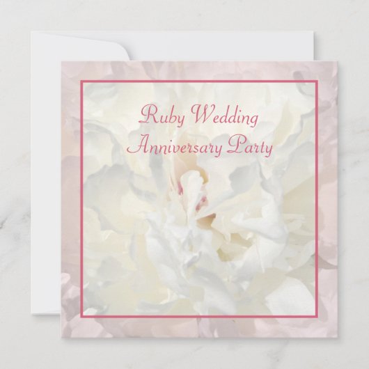 芍薬の花のルビー結婚式の招待状 招待状 (正面)