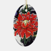 芍薬の花の日本風タトゥーデザイン セラミックオーナメント (右)