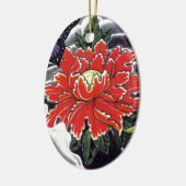 芍薬の花の日本風タトゥーデザイン セラミックオーナメント (左)