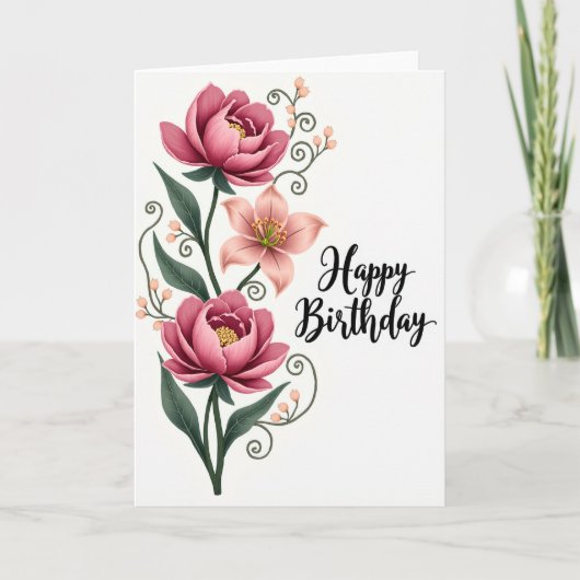芍薬の花の誕生日カード カード (正面)